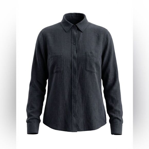 Lilly Pulitzer Tops - LILLY PULITZER WOMENS BLACK LINEN BLOUSE SIZE M